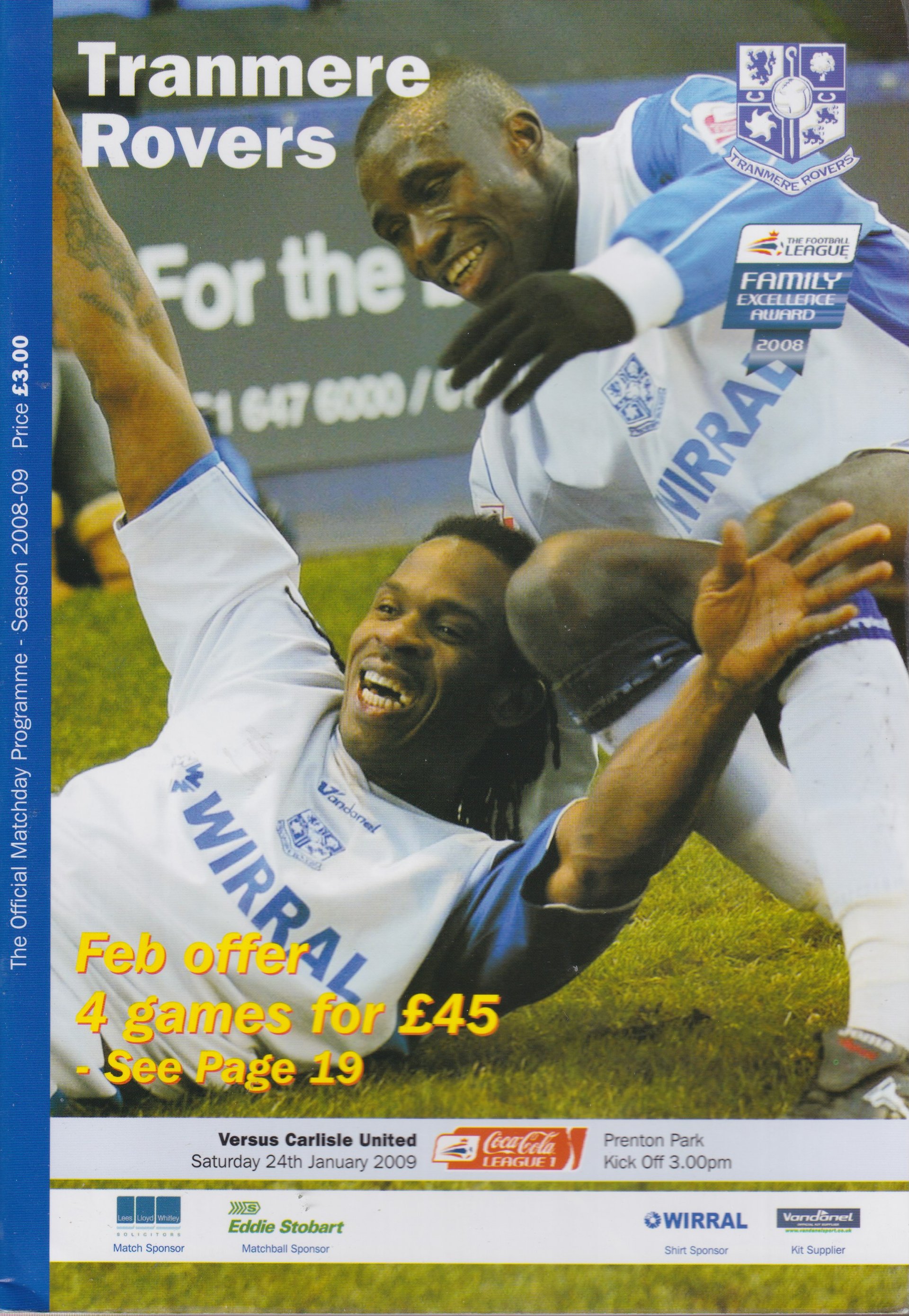 Tranmere Rovers v Carlisle United match programme